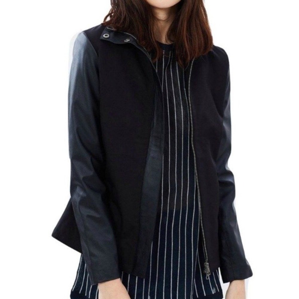 James & Co Black Soft Shell Faux Leather Jacket XL